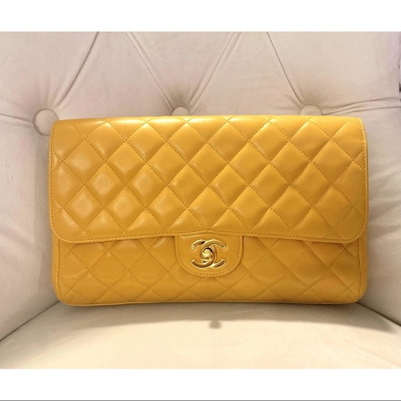 CHANEL Handbags - SOLD Chanel Authentic Quilted Flap Leather Clutch